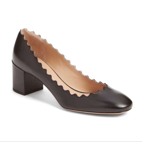 Chloe Shoes - Chloe Lauren Black Scalloped Heels Size 40 / 10